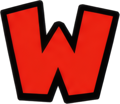 red letter W bold cartoon style logo Letters English letters Super Mario Mario-style