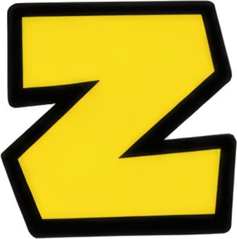 letter Z yellow bold black outline logo Letters English letters Super Mario Mario-style