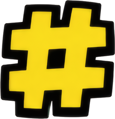 hashtag tag symbol yellow bold Symbol Super Mario Mario-style