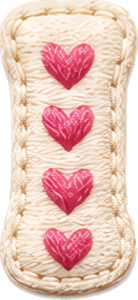 pink hearts decorative pattern vertical arrangement soft tones fabric texture letters English letters embroidery fabric art I