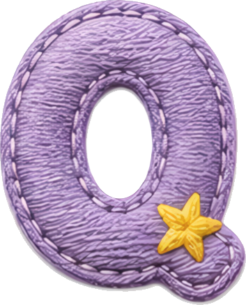 purple letter Q embroidery star decoration Fabric/Textile texture Handcrafted Patterns Patterns letters English letters fabric art