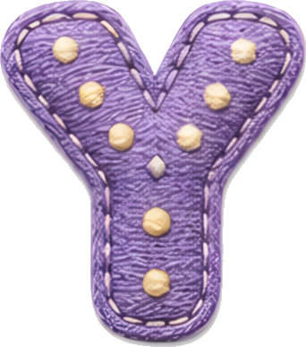 purple letter Y fabric rivets handmade letters English letters embroidery fabric art