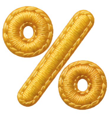 percent sign golden donut symbol sale dessert food embroidery fabric art mathematical symbol