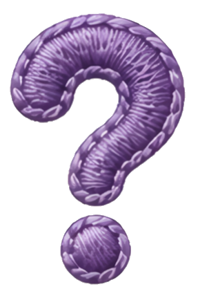 question mark purple stitched 3D decorative embroidery fabric art symbol mathematical symbol