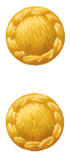 gold coin circular yellow shiny stacked embroidery fabric art symbol mathematical symbol :