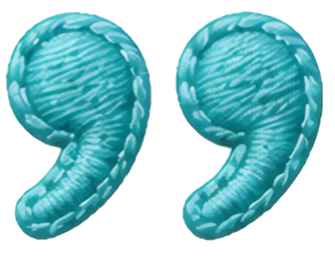 quotation marks decorative blue ceraic textured embroidery fabric art symbol mathematical symbol double quotes