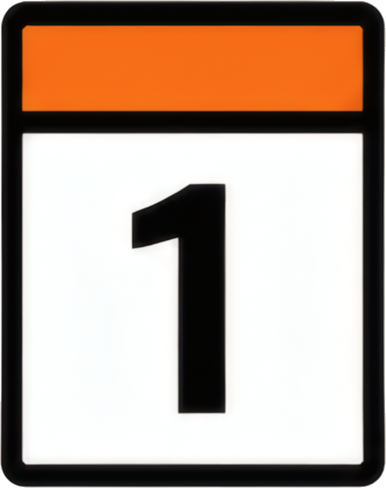 calendar number 1 orange header white background black font 1