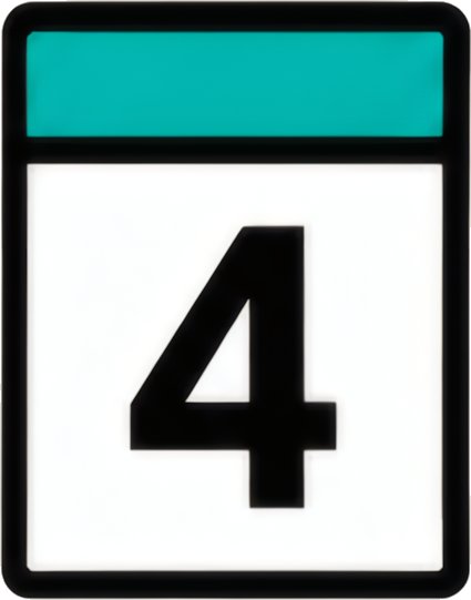 calendar number 4 date green bar white background abstraction icon 4
