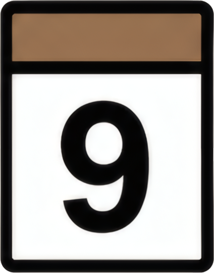 calendar number nine date icon abstraction Art & Design 9