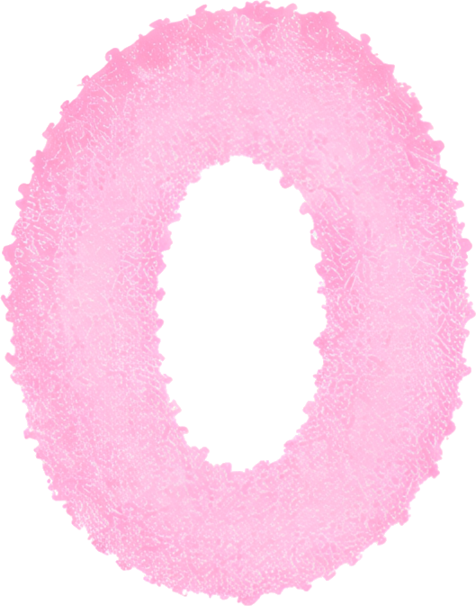pink circular fuzzy number zero hollow watercolor digital 