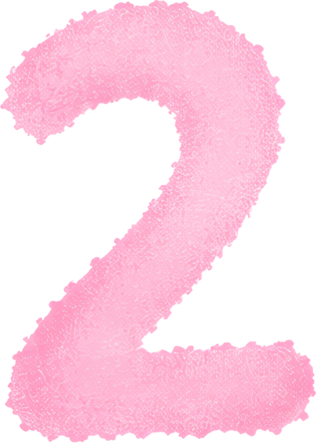 pink number fuzzy artistic cartoon watercolor digital 2