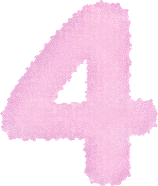 pink number fuzzy cartoon cute watercolor digital 4