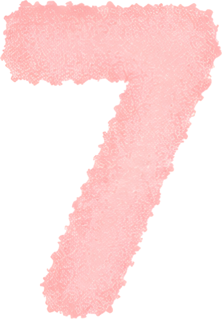 number seven pink pixelated bold artistic font watercolor digital 7