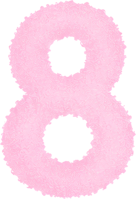 number eight pink pixel art circular cartoon watercolor digital 8