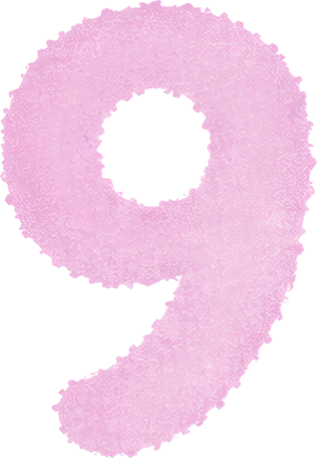number nine pink pixel art circular typography watercolor digital 9