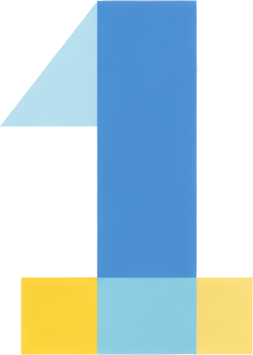 number one blue yellow geometric shape abstract design number 1