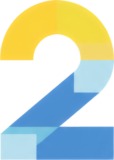 number two yellow blue gradient geometric shape number 2