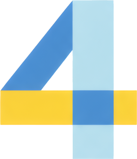 number four blue yellow geometric shape abstract design number 4