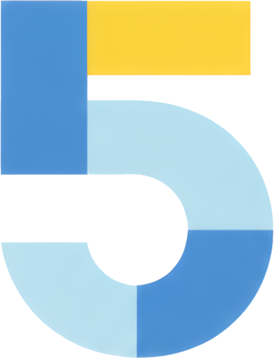 number five blue yellow geometric shape abstract design number 5