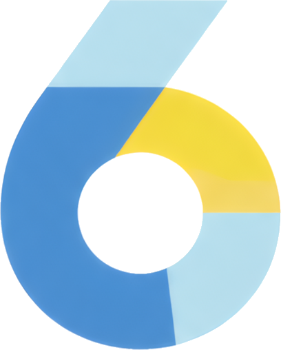 number six blue yellow geometric shape abstract design number 6