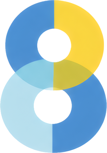 number 8 two-ring structure blue-yellow color scheme graphic logo abstract design