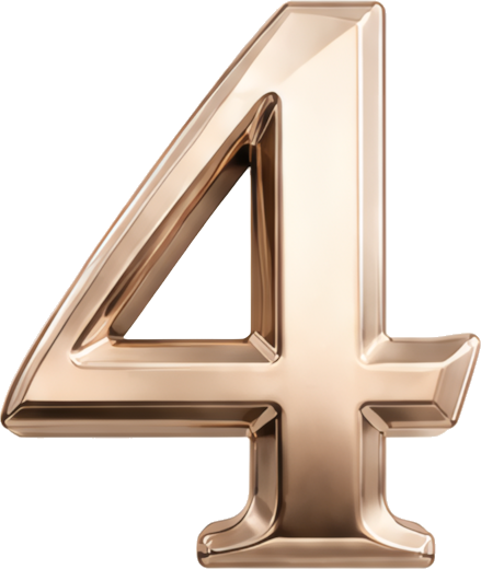number four golden 3D metallic texture artistic font rendered Modern Design Patterns Patterns Art & Design rose gold metal three-dimensional digital 4