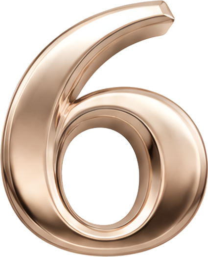 number six golden digit 3D numeral metallic texture artistic font Modern Design Patterns Patterns rose gold metal three-dimensional digital 6