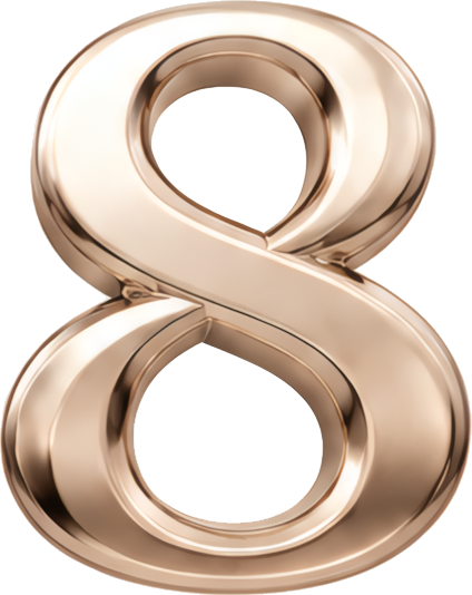 number eight golden 3D metallic smooth Modern Design Patterns Patterns rose gold metal three-dimensional digital 8