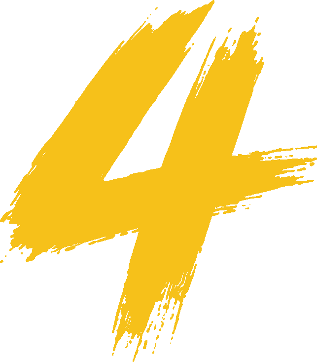 number four yellow brushstroke artistic font hand-drawn style abstract design Numbers brush script style 4