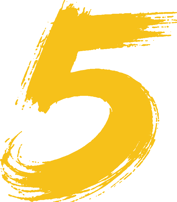 number five yellow hand-drawn style brushstroke artistic font Numbers brush script style 5