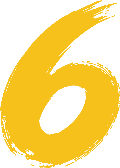 number six yellow brushstroke hand-drawn style abstract art minimalist design Numbers brush script style 6