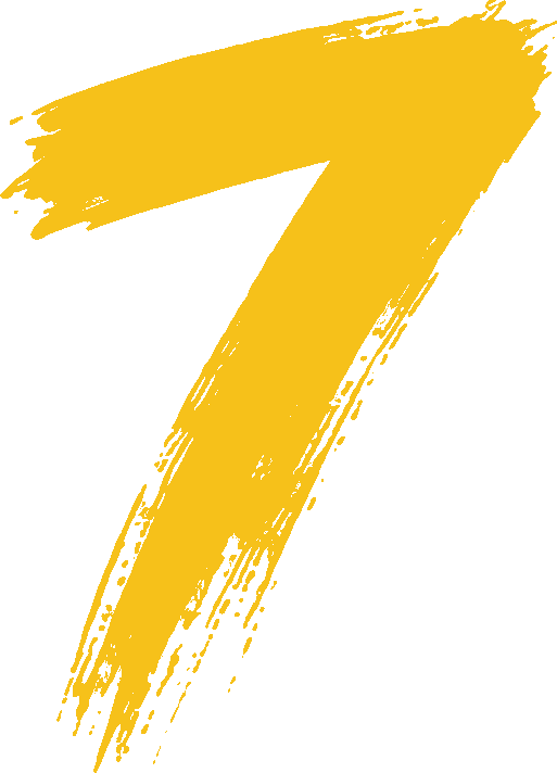 number seven yellow brushstroke hand-drawn style rough lines artistic font Numbers brush script style 7