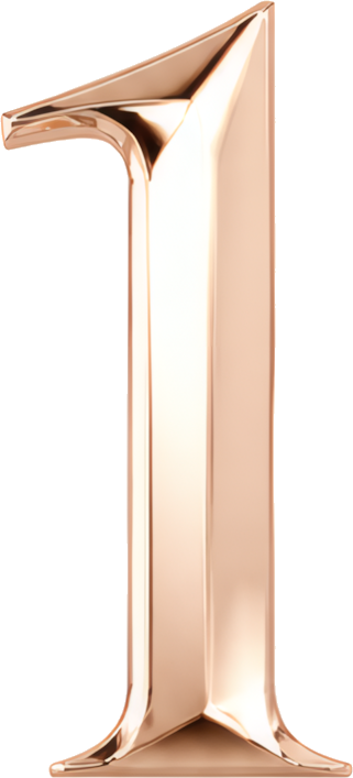 number 1 rose gold 3D text metallic finish high gloss Modern Design Patterns Patterns number metal three-dimensional 1