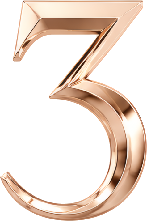 number three rose gold 3D text metallic texture shiny reflection Modern Design Patterns Patterns number metal three-dimensional 3