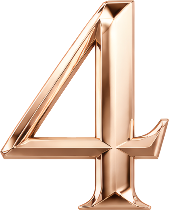 number four golden 3D metallic texture geometric shape modern design Modern Design Patterns Patterns number metal rose gold three-dimensional 4