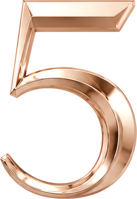 number five rose gold 3D text metallic texture glossy surface Modern Design Patterns Patterns number metal three-dimensional 5