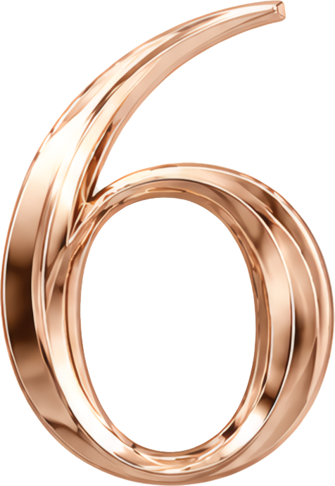 number six rose gold metallic texture 3D design artistic font Modern Design Patterns Patterns number metal three-dimensional 6