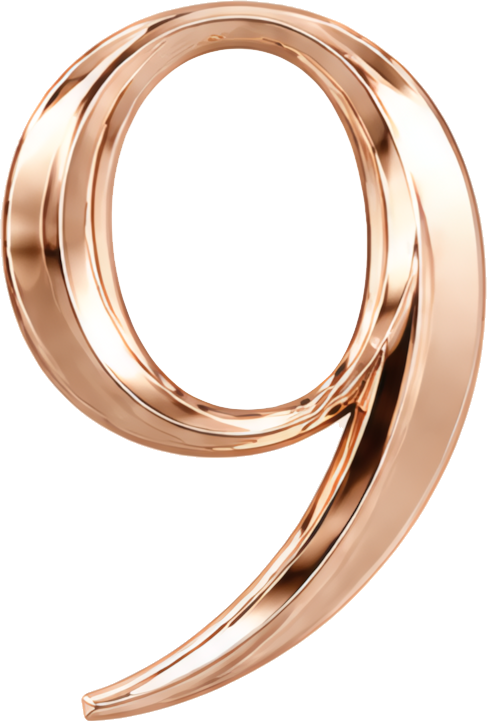 number nine rose gold metallic texture 3D design artistic font Modern Design Patterns Patterns number metal three-dimensional 9