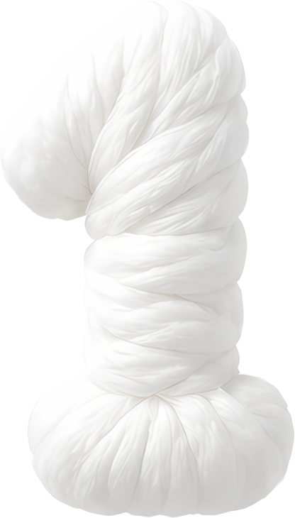 number 1 white soft material spiral texture 3D shape cloud-like felt fabric art digital 1