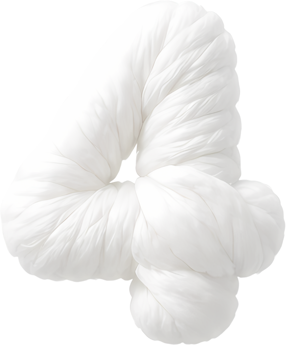 number four white soft fluffy texture 3D shape abstract art cloud-like felt fabric art digital 4