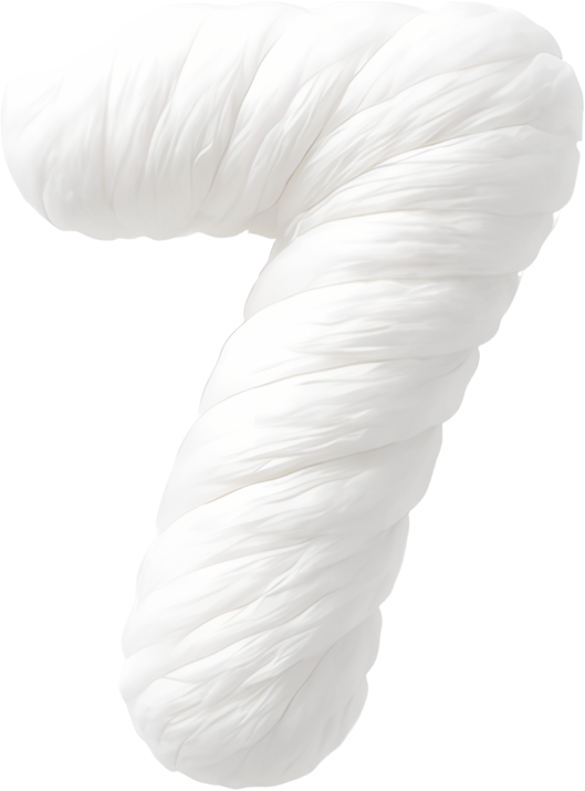 number seven white yarn 3D shape knitted texture artistic font Handcrafted Patterns Patterns cloud-like felt fabric art digital 7