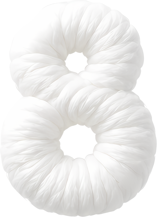 number eight white fluffy ring-shaped three-dimensional cloud-like felt fabric art digital 8