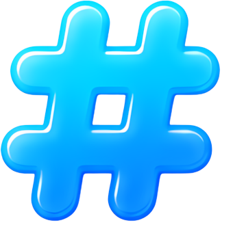 hashtag tag symbol blue icon Art & Design colorful gradient