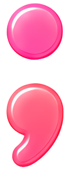 pink circular comma icon symbol Art & Design semicolon colorful gradient
