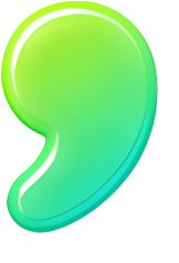 comma punctuation mark green gradient glow effect abstract shape symbol colorful gradient