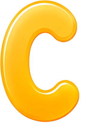 letter C yellow 3D effect smooth surface curved shape Letters English letters colorful gradient
