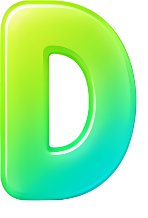 letter D gradient color green to cyan 3D effect icon design Letters English letters colorful gradient
