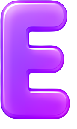 purple letter E 3D effect glowing cartoon style Letters English letters colorful gradient