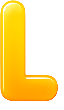 letter L yellow 3D rounded cartoon Art & Design Letters English letters colorful gradient