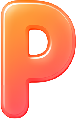 letter P orange gradient 3D effect icon design rounded edges Letters English letters colorful gradient